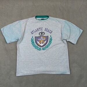 Sherry's Best Atlantic Beach T Shirt Mens XL Vintage Single Stitch Gray Teal USA